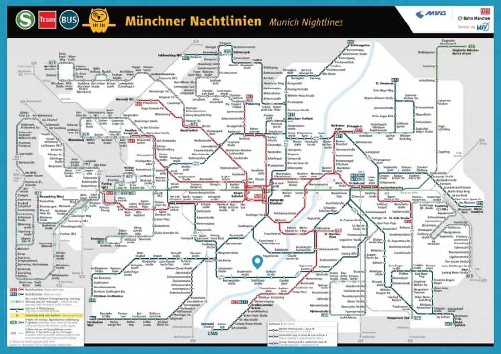 Munich Night Transport Map PDF Download Maps of Munich