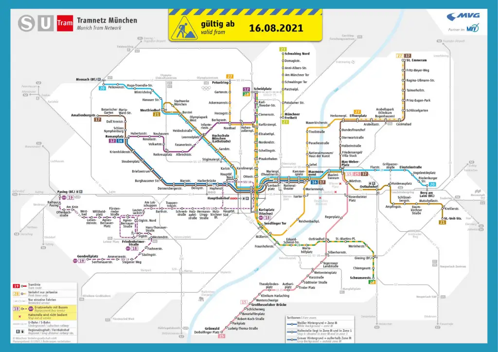 Munich Tram Map PDF Download (Tramnetz München)