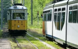 MVG Museum Munich featuring an old yellow tram