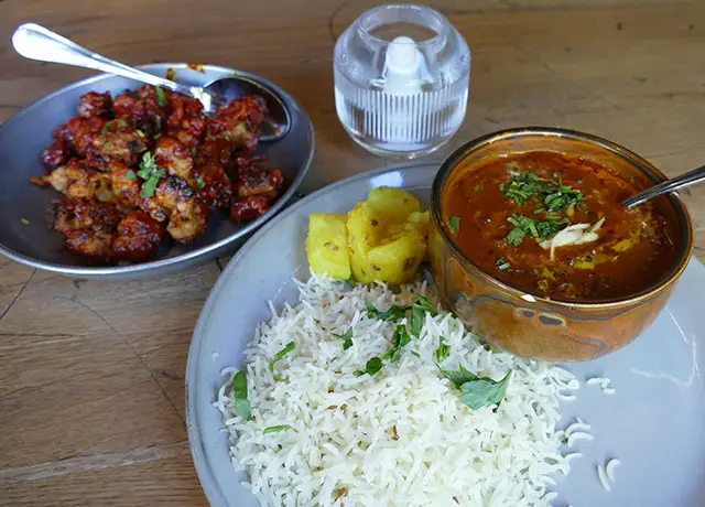 Food at Bindaas Street Restaurant, Gobi Manchuria & House Black Daal