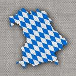 Is Augsburg in Bavaria featuring an image of a map of Bavaria on a plain textile background