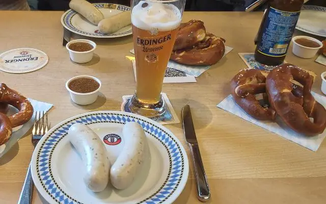 Erdinger Brewery Beer and Beer Tasting with pretzels and weisswurst