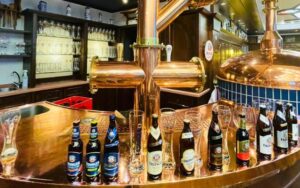 Erdinger Brewery Beer Tasting Room with selection of bottled beers on the bar