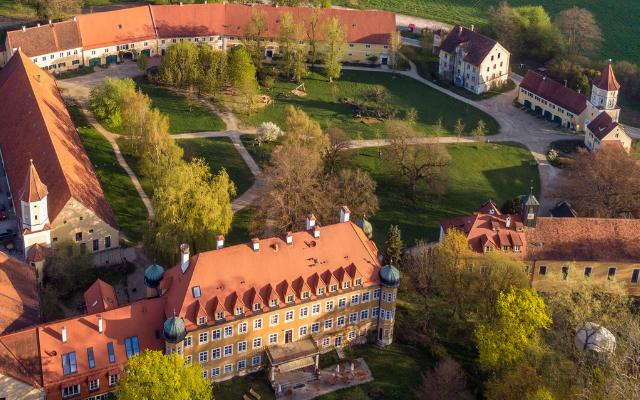 Schloss Blumenthal Castle in Bavaria Germany featuring an aerial view