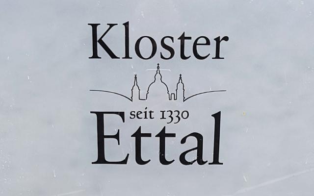 Ettal Abbey Kloster black & white sign