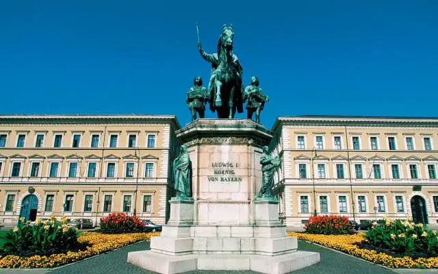 King Ludwig I Statue Munich on a cloudless blue skied afternoon