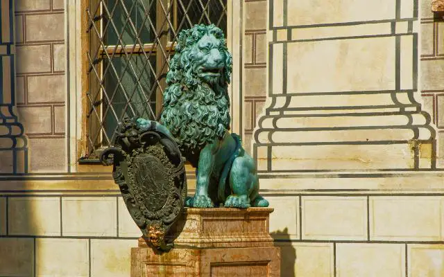One of the Lucky Lion Statues at the Residenz in Munich