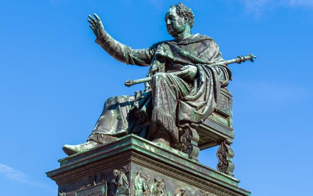 The Maximilian Joseph Statue Munich shot on a day with brilliant blue skies