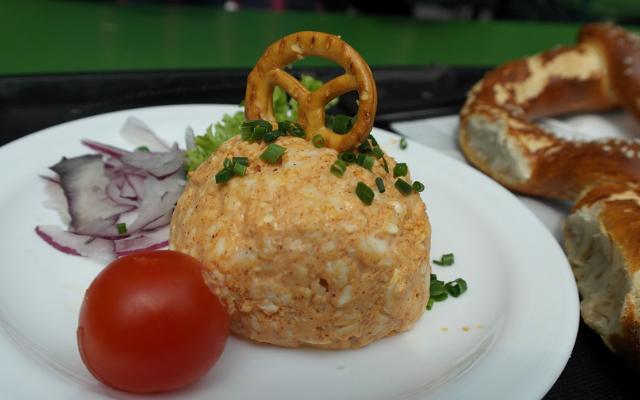 What Is Obatzda featuring a plate of this creamy orange Bavarian Cheese Delicacy on a plate